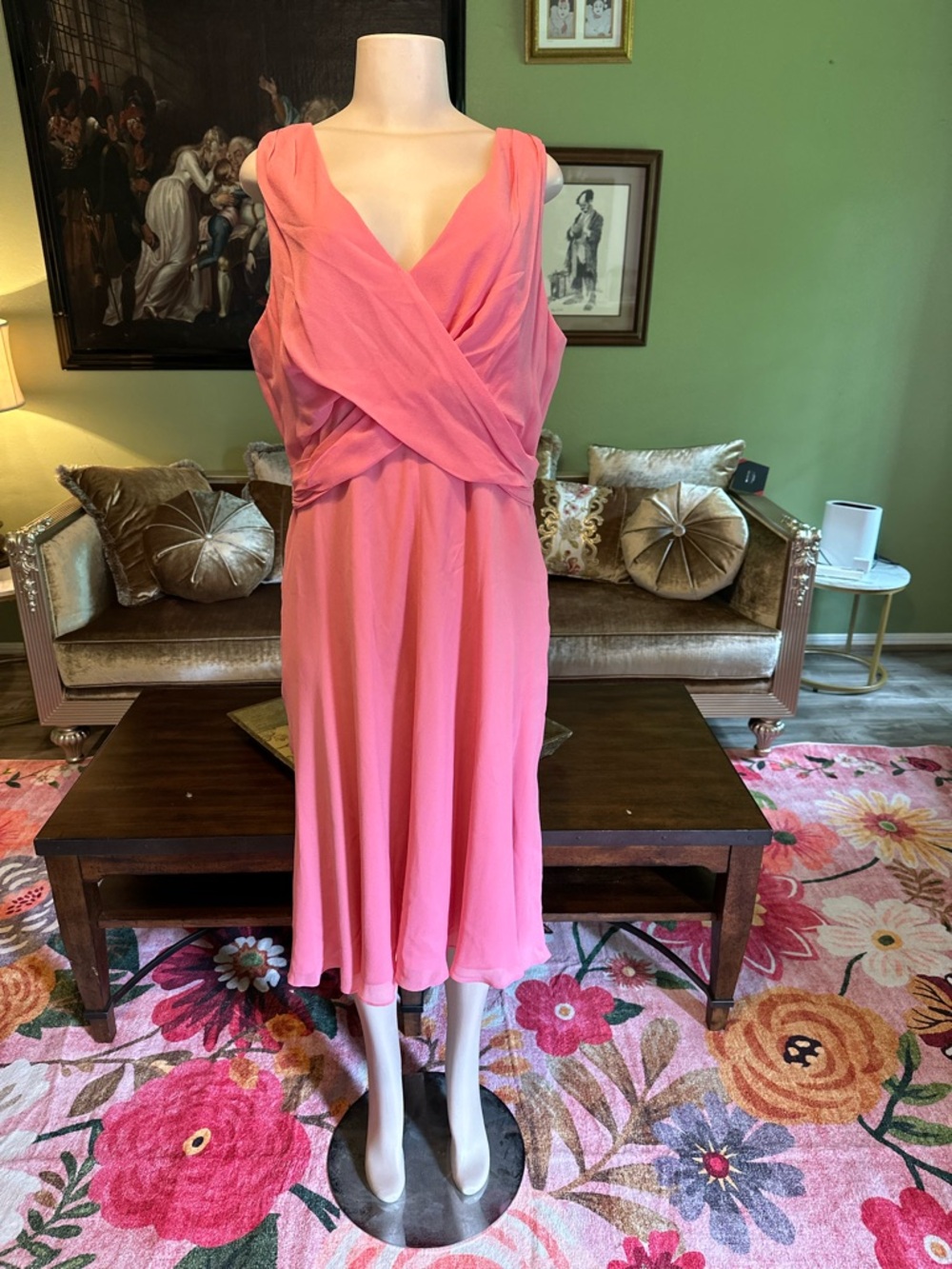 Talbots Rose Sleeveless Midi Dress